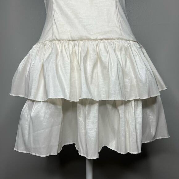 Lucy in the Sky Strapless Corset Bubble Dress Ivory Sz M Bridal Club Preppy Rush - Picture 5 of 12
